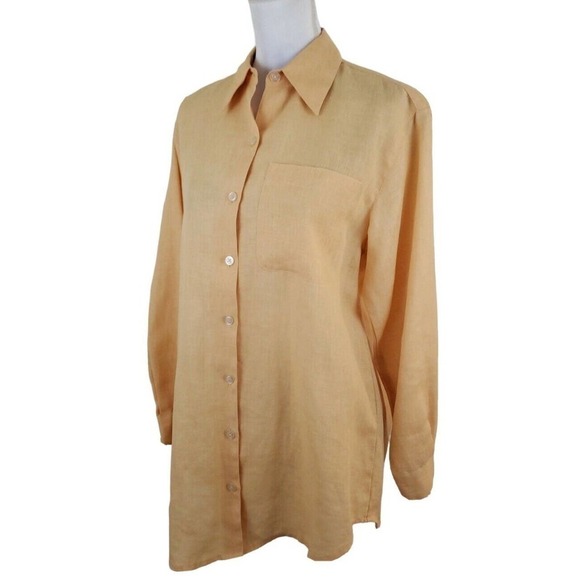 Liz Claiborne Tops - Liz Claiborne ~Woman Size S~ Yellow 100% Linen Shirt Blouse Boho/Beach Tunic.